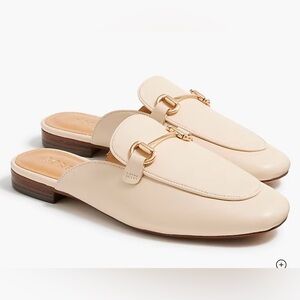 J. Crew Factory Cream Mules with Gold Buckle